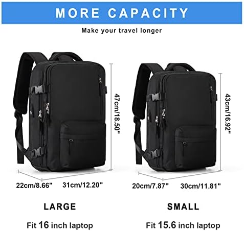 VECAVE veliki putni ruksak za žene, odobren od avio-kompanije za nošenje ruksaka, odobren let, vodootporan 15,6 inčni ruksak za Laptop