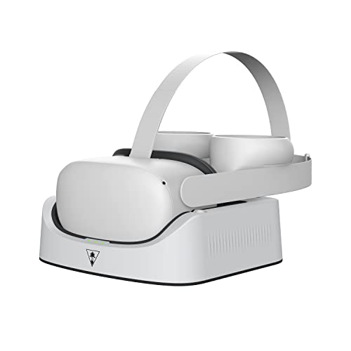 Kornjačka plaža Compact VR pulica za Meta Quest 2 Slušalice za virtualne realnosti i kontroleri na dodir - 20+ hot punjiva baterija, USB-C Brzi naboj, kompaktni dizajn - bijeli dizajn