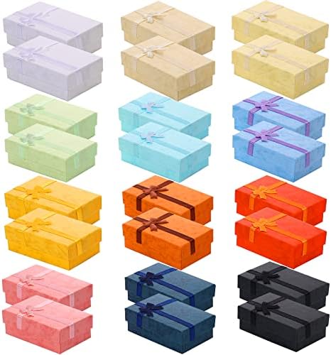 Sureio 24 paket nakit poklon 12 kutija u boji kutija za nakit poklon slučajevi pamučni punjeni kartonski papir kutija za nakit narukvice