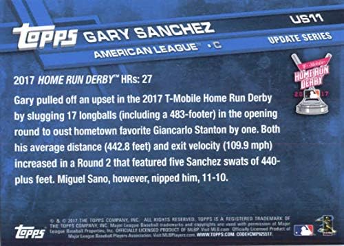 2017 Ažuriraj serija US11 Gary Sanchez New York Yankees Baseball Home Run Derby Card