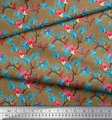 Listovi tkanine Soimoi pamučnog dresa, cvjetni & makao papagaj ptica Print tkanine Yard širine 58 inča