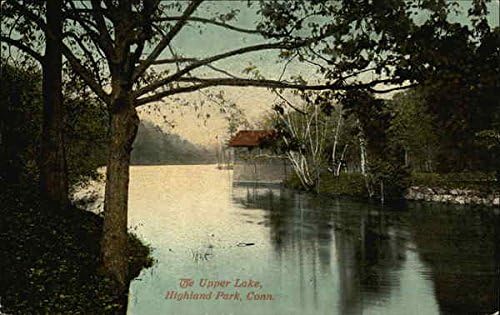 Gornji jezero Highland Park, Connecticut CT Originalni antički razglednica