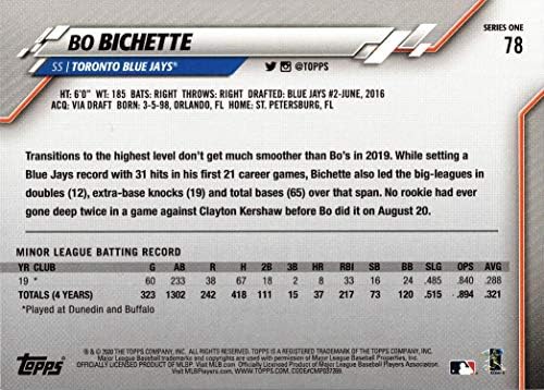 2020 TOPPS BASEBALL 78 BO Bichette Rookie kartica - 1. službena rookie kartica