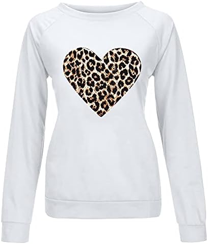 Košulje s dugim rukavima za žene, Žene Ležerne modne leopard Print Love Hisless Plus Plus Duks s dugim rukavima