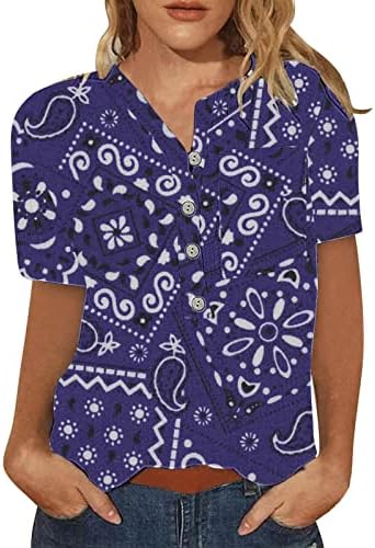 Ženske modne vrhove kratkih rukava Dressy prikladna ljetna grafička cvjetna tiskana trendy bluza ljetna majica za žene
