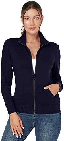 J.CORINE ženske zip up dukseve jakne za jaknu zastoj sa dugim rukavima za trčanje sa džepovima