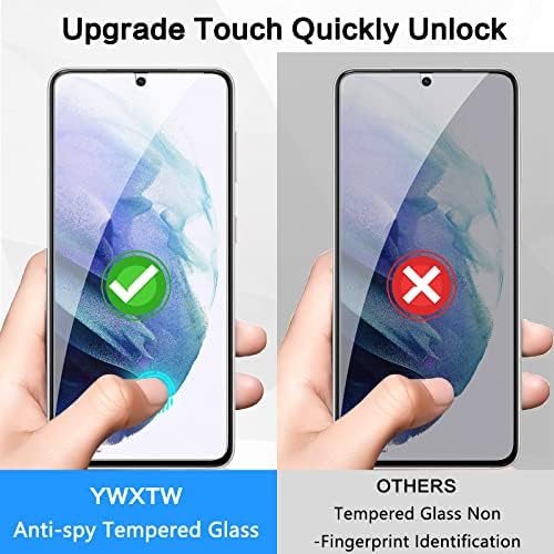 [2 Pakovanje] YWXTW dizajniran za Samsung Galaxy S21 Plus 6.7 Zaštita ekrana za privatnost, [podržava otključavanje otiskom prsta] Anti-Spy 9h Film od kaljenog stakla, bez mjehurića protiv ogrebotina s lako instaliranim okvirom