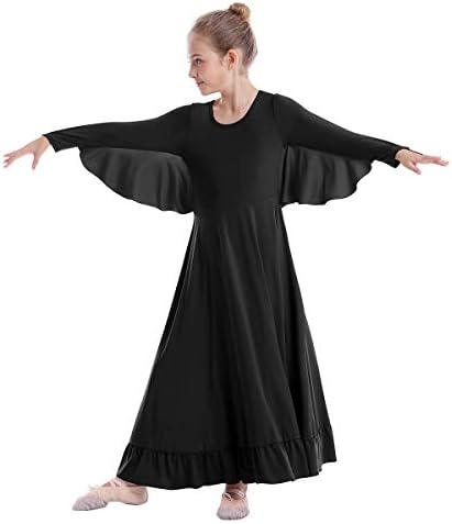 Djevojke Angel Isis Krila obožava liturgijsku pohvalu plesne haljine Labavi fit pune dužine dugi ruffle tunika plesna odjeća baleta