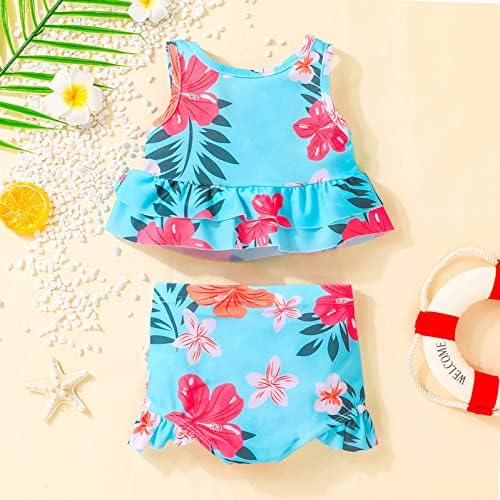 Kupaći kostim za djevojčicu ljetni cvjetni kupaći kostim bez rukava male djevojke Volani dvodijelni kupaći Bikini Kupaći kostimi