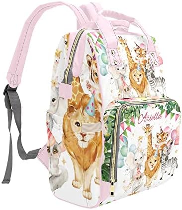 Eiis safari safari šumske životinje personalizirana ruksak za pelenu s imenom, prilagođeni torba za torbu za putovanja za plensku
