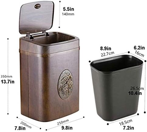 TJLSS Drveni kvadratni kantu, automatsko osjetljivo smeće može sa poklopcem, kuhinjom kante za smeće za kupatilo kućnog ureda