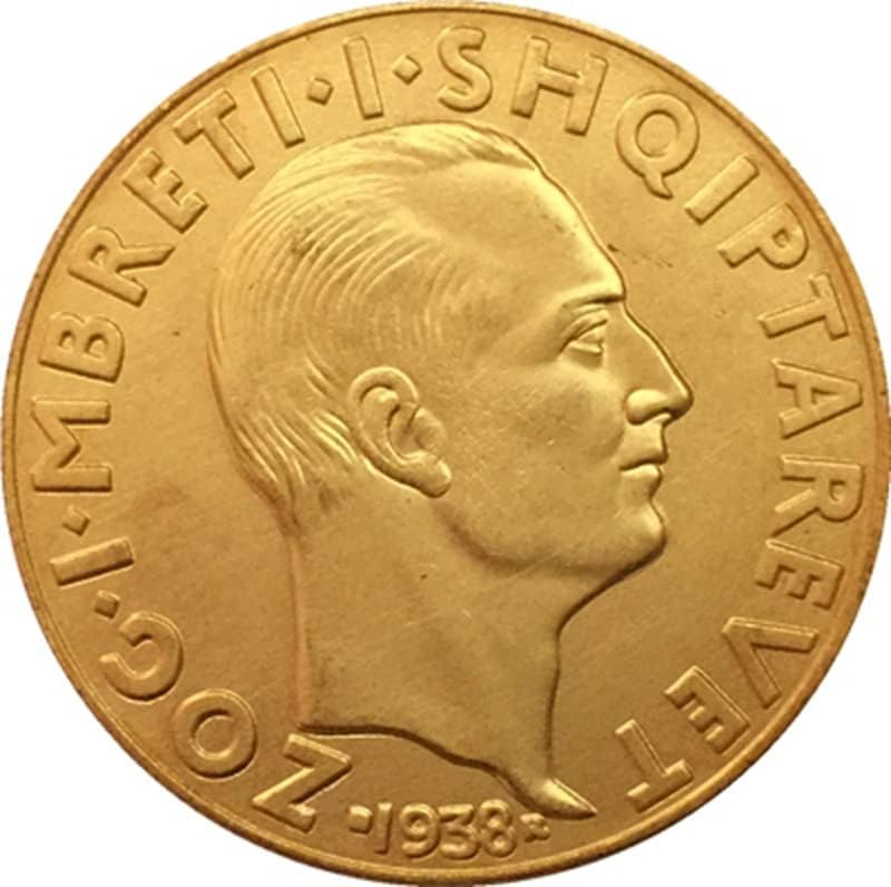 35 mm čisti bakar pozlaćeni antikni srebrni dolar kovanica Albanija COIN 1938 CRAFT