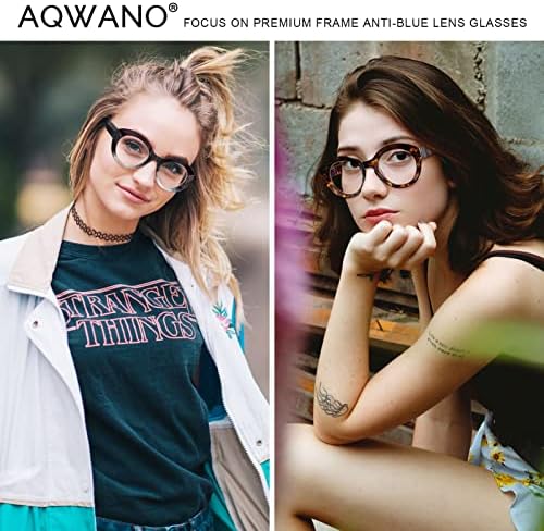 Aqwano prevelike naočale za čitanje žena Trendy Veliki elegantni okrugli dizajnerski čitači Computer Plavo blokiranje svjetla 0 100 125 150 175 200 225 250 275, 2 paketa 1.25