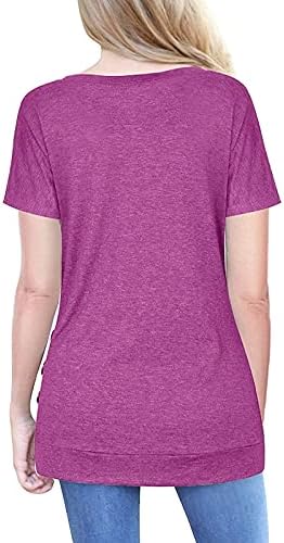 Košulje za teen djevojke, ljetne kratke rukove Trendi košulje za žene od plaže Criss Cross CACT CAMI Gumb