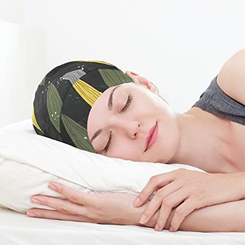 Kapa za spavanje za spavanje Radni šešir BONNET Ziš za žene cvjetni listovi tropski plavi zeleni kapu za spavanje Radni šešir za kosu