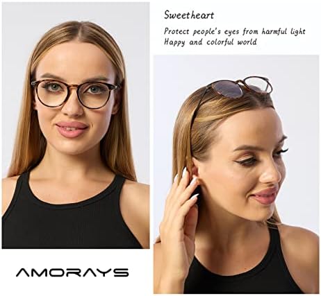 Amorays Progressive Multifokalne naočale za čitanje za žene Muškarci, Blue Svjetlo Blokiranje okruglog naočala Spring over