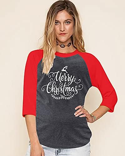 Sretan božićna košulja ženske božićne posude za majice Xmas Ploče za spajanje base baseball