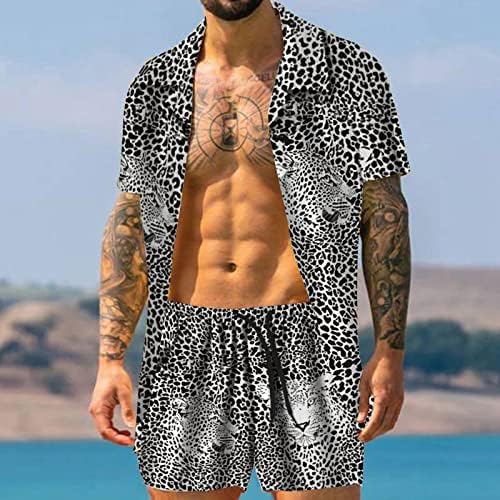 Bmisegm ljetne muške košulje muške ljetne mode Casual Hawaiianss Leopard Print plaža mora odmor kratka odijela za zabavu