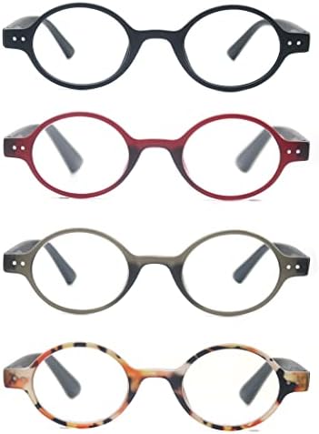 Olomee za čitanje naočala Žene Muškarci Slatki čitači okruglih varalica +2,00 Moderne lagane naočale za lagane čitač 4 pakovanje Udobno