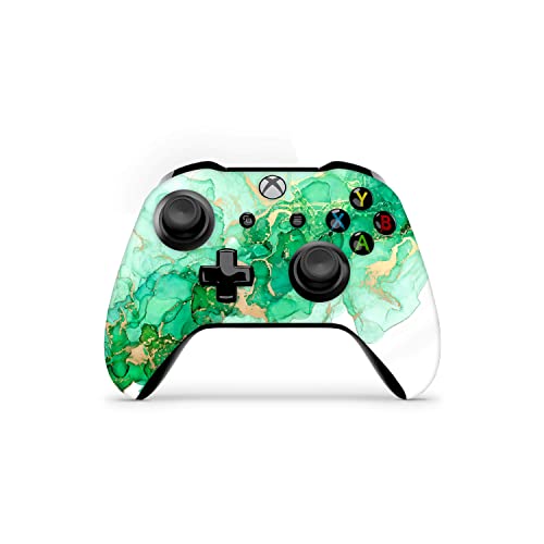 Zoomhitskins Controller Kompatibilan je s Xbox One S i Xbox One X, 3M vinilne tehnologije naljepnice, zeleno zlato bijelo dragulje,