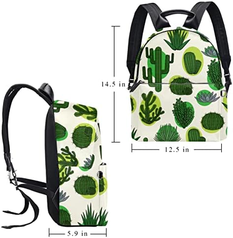Tbouobt kožna putni ruksak lagani laptop Ležerni ruksak za žene muškarci, kaktus Sakulenti crtani modernog uzorka