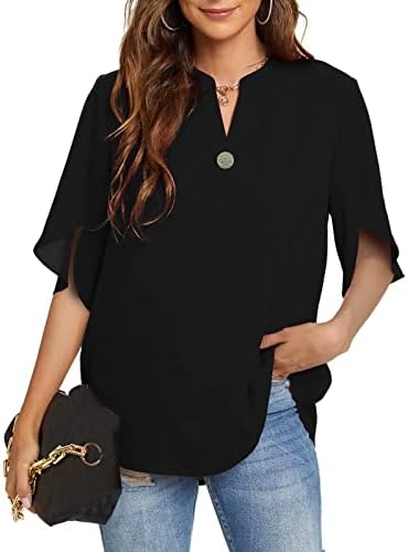 Čipkasta košulja košulja kratki rukav gornji Casual V-izrez u boji šifon čvrsta Ženska Ženska bluza kravlji print bluza