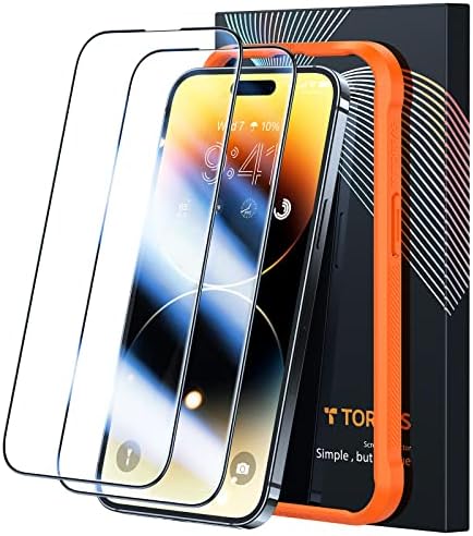 TORRAS dijamantski štit za iPhone 14 Pro zaštitnik ekrana sa ojačanom Ivicom [10x vojno-otporno na lomljenje] 9H izdržljiva zaštita
