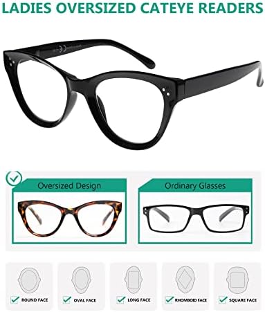 Everypper 4-pack Cateye dizajn čitanje naočala za naočale za očišćene čitatelje za žene čitanje