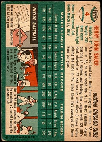 1954. TOPPS 4 WHT Hank Sauer Chicago Cards Dean's Cards 2 - Dobre mladunce