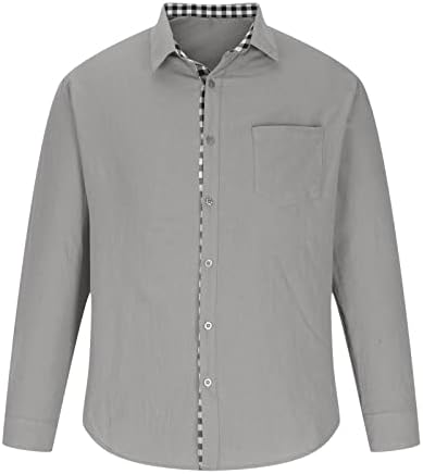 Muške košulje vrhovi moda plus veličina PLAJ PATCHWork pamučni posteljina dugmeta dugih rukava Cardigan bluza vrhovi