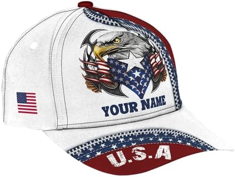 Eagle šešir, personalizirani patriotski šešir s imenom, američkim zastavom Orao poklopca, patriotski bejzbol kapa, muški, žene