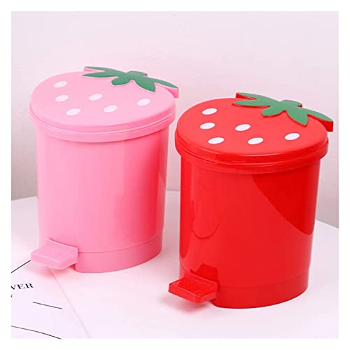 Arimis slatka soba od jagoda za smeće može se desktop smeće slatka jagoda Mini kontratona kanti za smeće sitne smeće može mini smeće plastična za automobilsku kuhinju Kawaii dekor sobe (boja: crvena