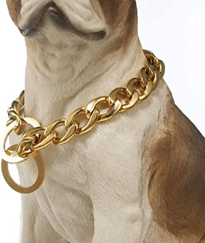 RumyPet zlatni ovratnik za pse Jaki NK P lanac teški od nehrđajućeg čelika za šetnju treninga za male srednje velike pse 11/13 / 15mm
