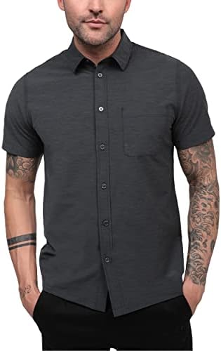 U Am muške Casual košulje sa dugmadima-kratki rukav Performance button up Shirt s - 4xl elegantna poslovna Casual Shirt