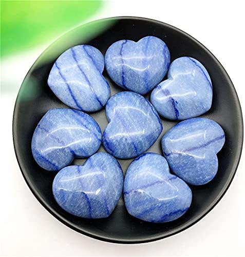 Seewoode AG216 2 komada Natural Blue Aventurina Oblik srca Čakra Stones Rezbario Reiki Izlečeni ukras Prirodno kamenje i minerali
