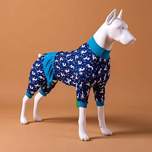 LovinPet veliki pas Odjeća/Unicorn Dog Shirt post operacije Wear/sirene & jednorozi jednorozi plavi / bijeli printovi/lagani pulover