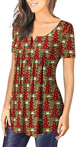xipcokm ženski Božić kratki rukav Tshirt modni slatka grafička tunika vrhovi sakriti stomak Casual Dressy bluze Tees Shirts