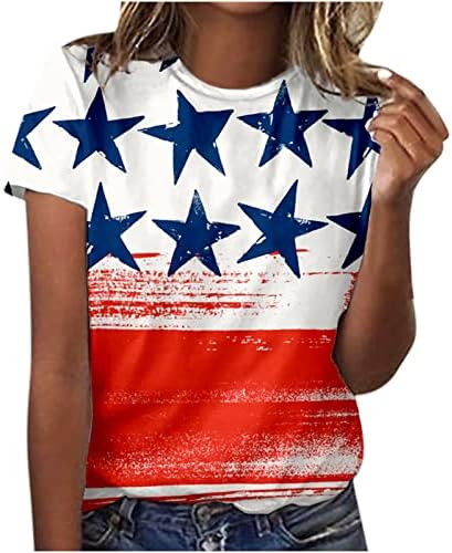 Patriotske majice za žene za žene 4. jula Dan neovisnosti kratki rukav vrhovi zvijezda Stripes T majica Labavi bluze
