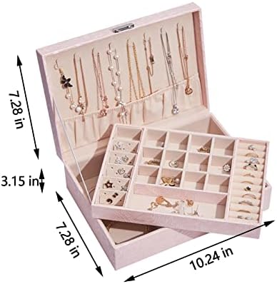 2000EY nakit sa nakitom sa zaključavanjem nakita Organizator Spremište sa 2 slojevima zaslona za naušnice Narukvice Prstenovi satovi