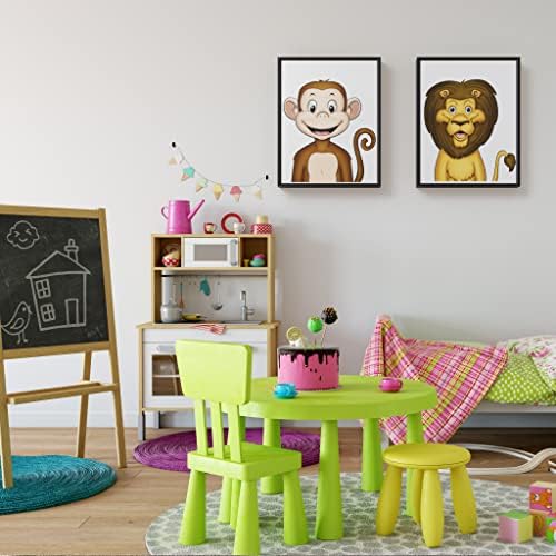 Monkey and Lion Kids canvas animal wall art For Kids playroom decor, dječija spavaća soba, učionica ili bebi zidni ukrasi za rasadnik