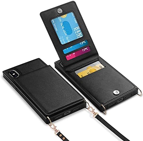 Vofolen za iPhone X slučaj sa držačem kreditne kartice Lanyard Crossbody Strap Wallet XS Flip Cover for Women Girl PU Leather Magnetic