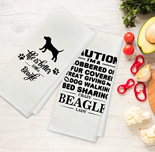 kunlisa Funny Beagle pas upijajući Kuhinjski ručnici i krpe za suđe 16×24 inča Set od 4, slatki Beagle Lovers pokloni ručnik za ruke ručnik za suđe ručnik za čaj za kuhinjsko kupatilo dekor, pokloni vlasnika Beagle
