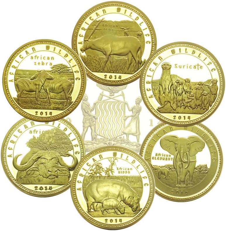 6pcs afrički životinjski svjetski zlatni novčić slona kovanica Hippo Zebra komemorativni novčić