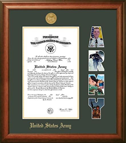 Slike kampusa Arcsw002S9X14 Okvir za vojni certifikat sa zlatnim medaljom i otvorima za pucanje, 9 x 14, orah